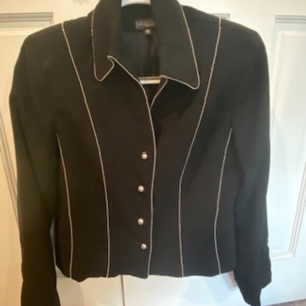 Elegant Juliana Collezione Black Blazer with Silver Buttons and Detailing